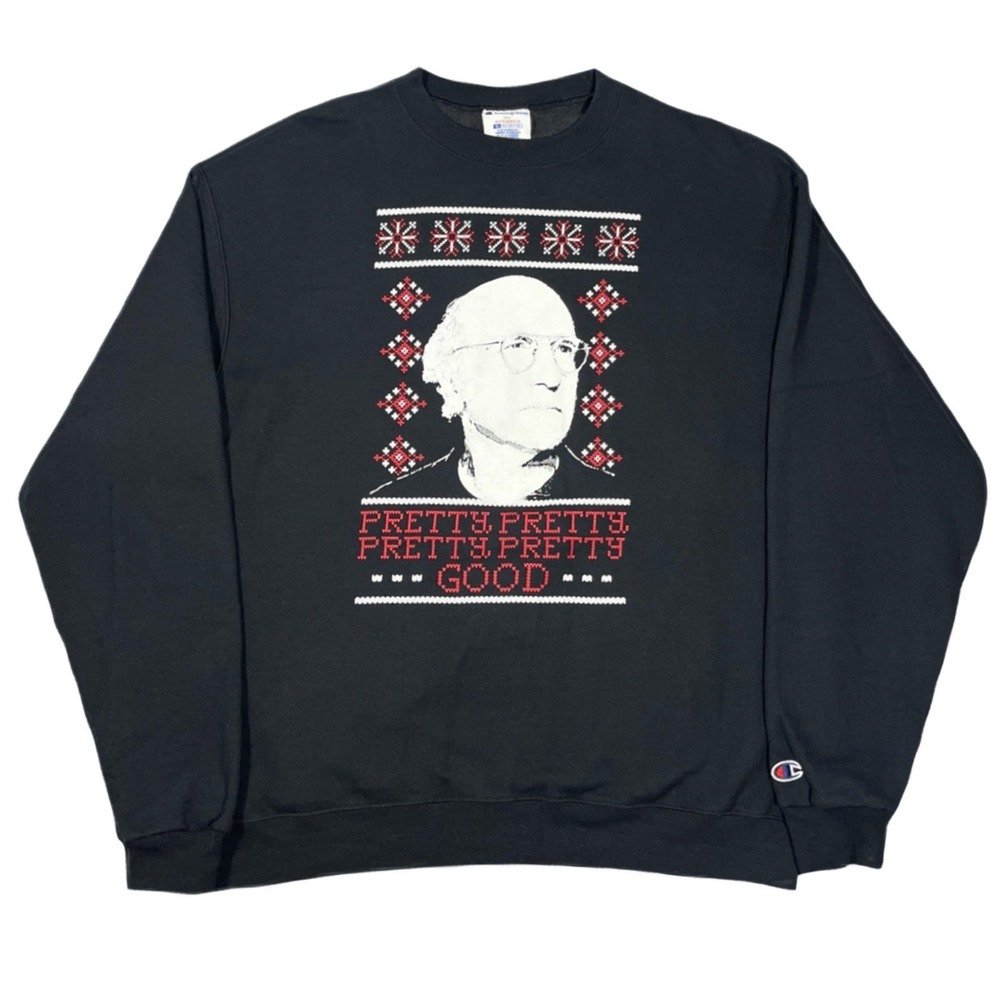 Champion X Larry David Pretty Good Sweatshirt Mens XL Black Long Sleeve Pullover